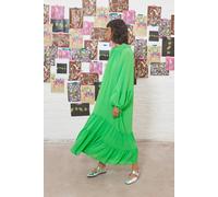 Warehouse Women's Tony Chiffon High Neck Tier Smock Midi Dress in Bright Green | Size: 8 Warehouse Bright Green 8