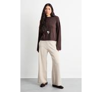 Warehouse Wide Leg Knitted Trouser Co Ord In Sand sand
