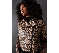 Warehouse Women's Animal Oversized Biker Jacket in Leopard | Size: 10 Warehouse Leopard 10