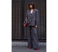 Burgundy Velvet Spot High Waist Deep Waistband Trouser Co-Ord Warehouse Grey 8
