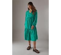 Warehouse Women's Burnout Chiffon Wrap Smock Midi Dress in Green | Size: 10 Warehouse Green 10