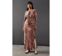 Warehouse Women's Burnout Velvet Column Maxi Skirt in Zebra | Size: 12 Warehouse Zebra 12