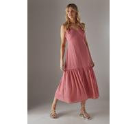 Warehouse Women's Check Organza High Apex Strappy Midi Dress in Pink | Size: 16 Warehouse Pink 16