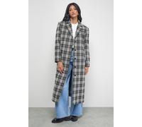Warehouse Women's Checked Oversized Maxi Coat in Black | Size: 12 Warehouse Black 12