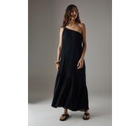 Warehouse Women's Cheesecloth Double Strap One Shoulder Maxi Sundress in Black | Size: 10 Warehouse Black 10