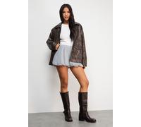 Warehouse Women's Chiffon Bubble Hem Micro Short in Grey | Size: 10 Warehouse Grey 10