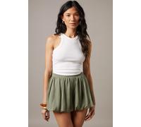 Warehouse Women's Chiffon Bubble Hem Micro Short in Khaki | Size: 14 Warehouse Khaki 14