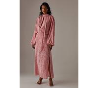 Warehouse Women's Chiffon Jacquard High Neck Slash Front Blouse in Pink | Size: 8