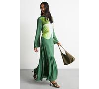 Warehouse Women's Chiffon Placement Print Midaxi Dress in Dark Green | Size: 8 Warehouse Dark Green 8