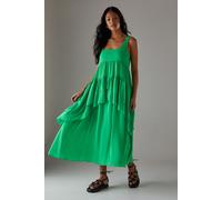 Warehouse Women's Chiffon Ruffle Tier Smock Midi Sundress in Green | Size: 10 Warehouse Green 10
