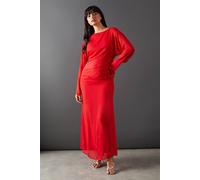 Warehouse Women's Chiffon Slash Neck Batwing Column Maxi Dress in Floral | Size: 8