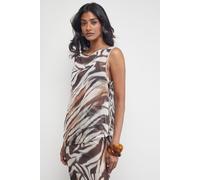 Warehouse Women's Chiffon Tie Side Asymmetric Top in Zebra | Size: 8 Warehouse Zebra 8