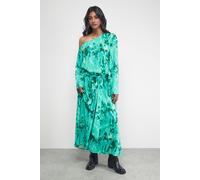 Warehouse Women's Crinkle Chiffon One Shoulder Drop Waist in Green | Size: 12 Warehouse Green 12