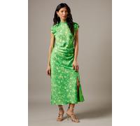 Warehouse Women's Crinkle Satin Button Side Midi Dress in Floral | Size: 8 Warehouse Floral 8