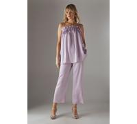 Warehouse Women's Crushed Satin Kickflare Cropped Trousers in Lilac | Size: 12 Warehouse Lilac 12
