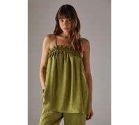 Warehouse Women's Crushed Satin Strappy Bandeau Top in Olive | Size: 10 Warehouse Olive 10