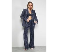 Warehouse Women's Crushed Velvet Kick Flare Trousers Co-ord in Dark Grey | Size: 10 Warehouse Dark Grey 10