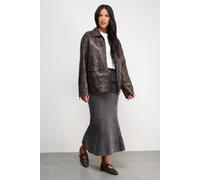 Warehouse Women's Denim Fishtail midi skirt in Grey | Size: 14 Warehouse Grey 14