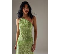 Warehouse Women's Devore One Shoulder Fringe Cami Top in Apple Green | Size: 14 Warehouse Apple Green 14