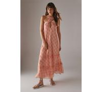 Warehouse Women's Dobby Chiffon Frill Halter Tier Ruffle Maxi Dress | Size: 10 Warehouse Multicolor 10