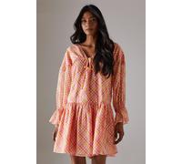 Warehouse Women's Dobby Chiffon Volume Sleeve Smock Mini Dress | Size: 12 Warehouse Multicolor 12
