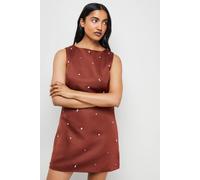 Warehouse Women's Embellished Structured Sleeveless Sequin Mini Dress in Brown | Size: 10 Warehouse Brown 10