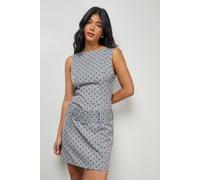 Warehouse Women's Flock Spot Self Belt Mini Dress in Grey | Size: 8 Warehouse Grey 8