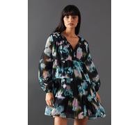 Warehouse Women's Floral Print Organza Smock Dress | Size: 6