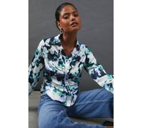 Warehouse Women's Floral Satin Ruched Front Shirt | Size: 8 Warehouse Floral 8