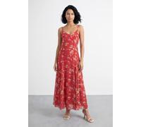 Warehouse Women's Floral & Spot Print Cowl Back Maxi Slip Dress in Red | Size: 18
