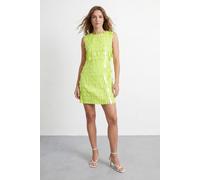 Warehouse Women's Fringe Sequin Shoulder Pad Mini Dress in Lime | Size: 12 Warehouse Lime 12