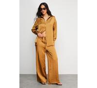 Warehouse Women's Hammered Satin Mid Rise Drawstring Trouser in Gold | Size: 12 Warehouse Gold 12