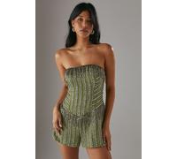 Warehouse Women's Hand Embellished Sequin Fringe Stud Bandeau Playsuit in Sage | Size: 14 Warehouse Sage 14