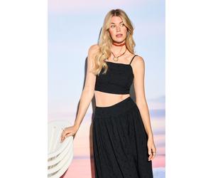 Warehouse Women's HCD Broderie Strappy Bralette Crop Top in Black | Size: 14 Warehouse Black 14