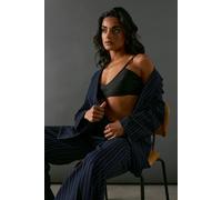 Warehouse Women's Heavy Satin Strappy Seaming Bralette in Black | Size: 12