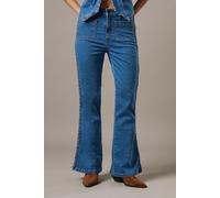 Warehouse Women's High Waist Denim Bootcut With Patch Pockets in Mid Wash | Size: 8 Warehouse Mid Wash 8