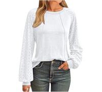 Warehouse Women's Long Sleeve Tops - White Pleated Lace Blouses for Party Wear