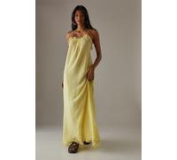 Warehouse Women's Marble Dobby Chiffon Halter Ruffle Maxi Dress in Yellow | Size: 12 Warehouse Yellow 12