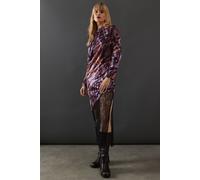 Warehouse Women's Marble Satin Column Lace Panel Midi Dress | Size: 10 Warehouse Multicolor 10