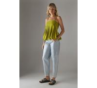 Warehouse Women's Metallic Denim Barrel Leg Jean in Green | Size: 8 Warehouse Green 8