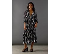 Warehouse Women's Metallic Paisley Jacquard Plunge Neck Button Through Midi Dress in Grey | Size: 6