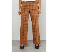 Warehouse Women's Mustard Check Mid Rise Tie Side Pocket Trouser | Size: 14 Warehouse Mustard 14