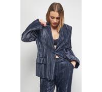 Warehouse Women's Oversized Crushed Velvet Blazer Co-ord in Dark Grey | Size: 8 Warehouse Dark Grey 8