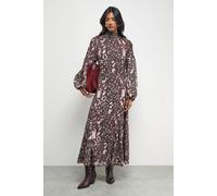 Warehouse Women's Paisley Burnout Spot High Neck Godet Midi Dress in Floral | Size: 10 Warehouse Floral 10