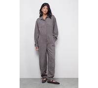 Warehouse Women's Peach Satin Utility Boilersuit Jumpsuit in Charcoal | Size: 16 Warehouse Charcoal 16