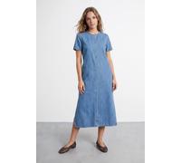 Warehouse Women's Petite Denim Side Split Midi Dress in Dark Wash | Size: 16