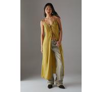 Warehouse Women's Petite Metallic Embroidered Satin Maxi Cami Top in Olive | Size: 6 Warehouse Olive 6