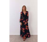 Warehouse Women's Petite Premium Burnout Chiffon Animal Maxi Dress | Size: 8