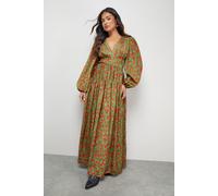 Petite Premium Satin Open Back Maxi Dress Warehouse Olive 12