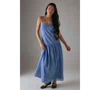 Warehouse Women's Petite Rose Organza Strappy Tier Maxi Dress in Blue | Size: 8 Warehouse Blue 8